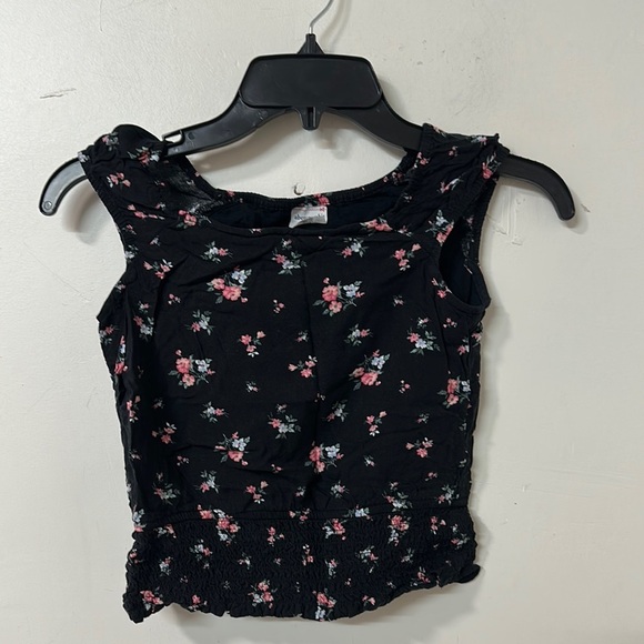Abercrombie Kids Black Floral Smocked Tank Top - Picture 1 of 2